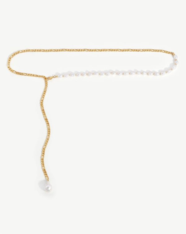 Baroque Pearl Figaro Chain Belt | 18ct Gold Plated Pearl Hot on Sale