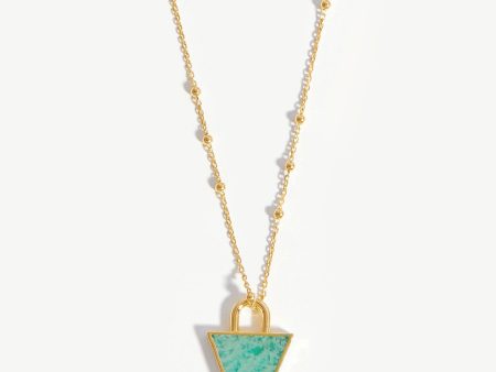 Triangle Pendant Chain Necklace | 18ct Gold Plated Amazonite Online Sale