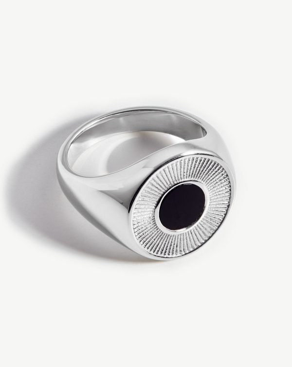 Fused Round Signet Ring | Sterling Silver Black Spinel Discount