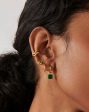 Lucy Williams Square Malachite Charm Hoop Earrings  | 18ct Gold Vermeil Malachite For Cheap