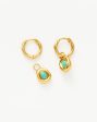 Molten Gemstone Doughnut Charm Mini Hoop Earrings | 18ct Gold Vermeil Turquoise Fashion