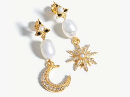 Harris Reed Moonlight Pearl Drop Earrings | 18ct Gold Plated Pearl For Cheap