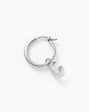 Initial Single Charm Hoop Earring  - Initial C | Sterling Silver Sale