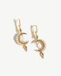 Harris Reed Crescent Moon Pearl Earrings | 18ct Gold Vermeil Pearl Fashion