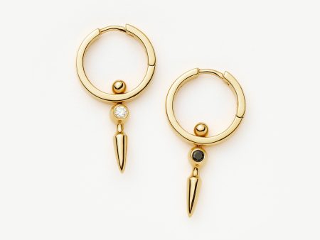 Kinetic Duality Spike Charm Hoop Earrings | 18ct Gold Vermeil Cubic Zirconia Cheap