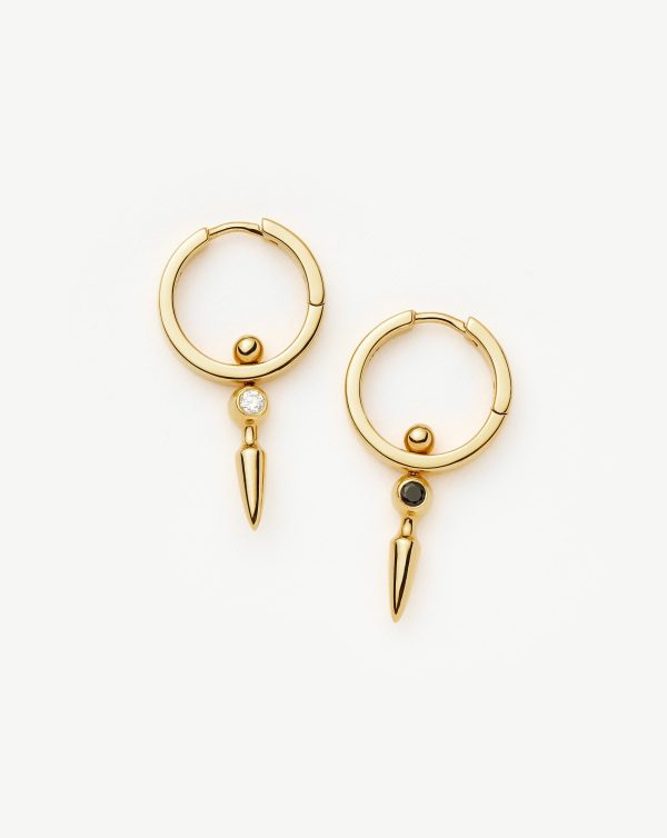 Kinetic Duality Spike Charm Hoop Earrings | 18ct Gold Vermeil Cubic Zirconia Cheap