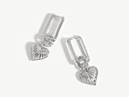 Ridge Heart Charm Earrings Online Hot Sale