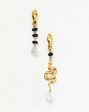 Harris Reed Handpicked Serpent Mismatch Earrings | 18ct Gold Plated Pearl & Black Onyx Online Sale