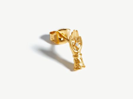 Harris Reed Take the Hand Single Stud Earring | 18ct Gold Vermeil Cubic Zirconia on Sale