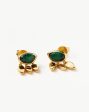 Molten Gemstone Charm Stud Earrings | 18ct Gold Vermeil Malachite Sale