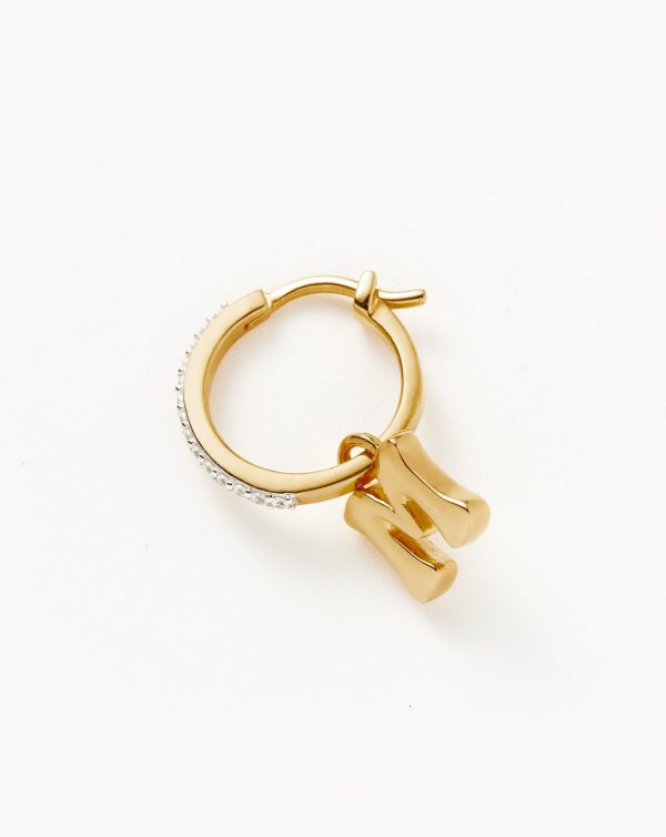 Initial Single Charm Hoop Earring - Initial M | 18ct Gold Vermeil Online now