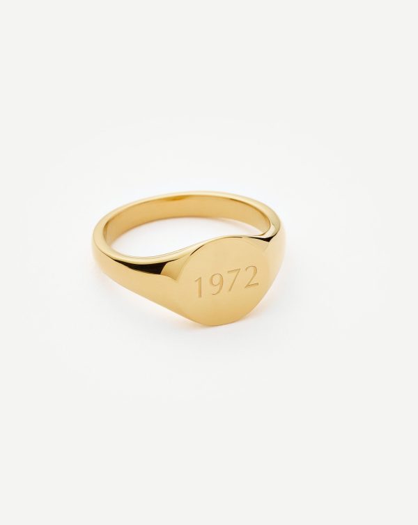 Engravable Round Signet Ring | 18ct Gold Vermeil Online now