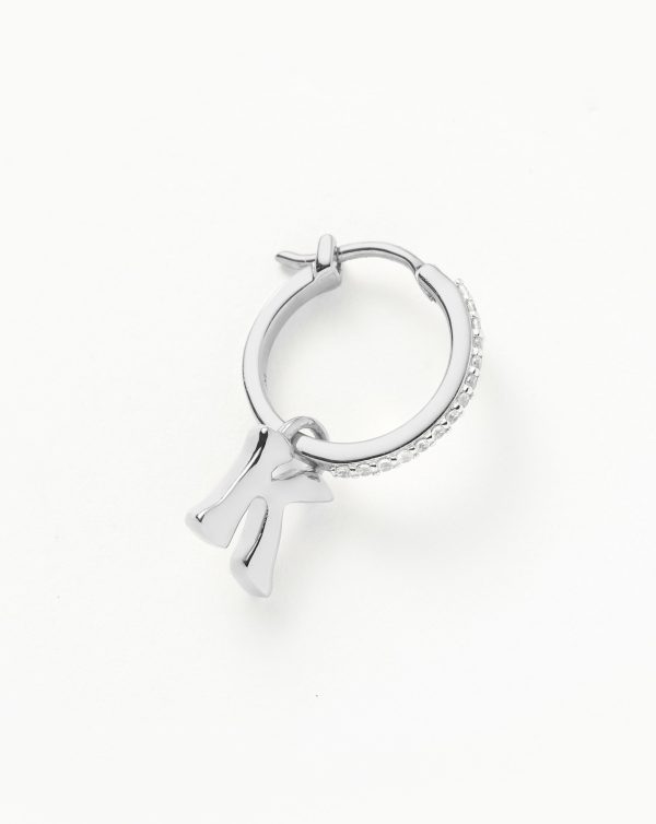 Initial Single Charm Hoop Earring  - Initial K | Sterling Silver Online now