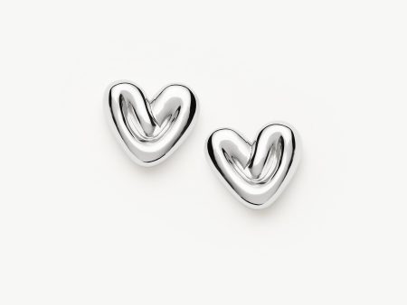 Puffy Heart Stud Earrings | Sterling Silver Plated Hot on Sale