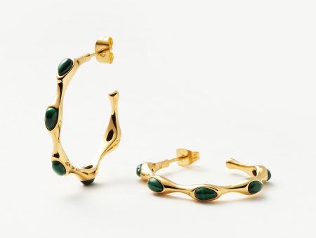 Magma Gemstone Medium Hoop Earrings | 18ct Recycled Gold Plated on Brass Hot on Sale