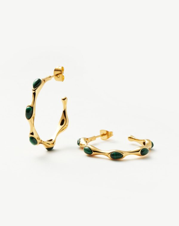 Magma Gemstone Medium Hoop Earrings | 18ct Recycled Gold Plated on Brass Hot on Sale