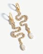 Harris Reed Fine Serpent Drop Earrings | 14ct Solid Gold Pearl & Diamond Supply