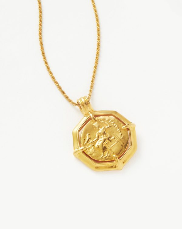 Lucy Williams Engravable Octagon Medallion Coin Necklace | 18ct Gold Plated Supply