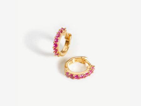 Classic Stone Huggies | 18ct Gold Vermeil Pink Zirconia For Sale