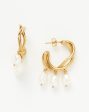 Molten Baroque Pearl Drop Hoop Earrings For Cheap