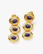 Molten Gemstone Doughnut Triple Charm Drop Earrings | 18ct Gold Plated Lapis Hot on Sale