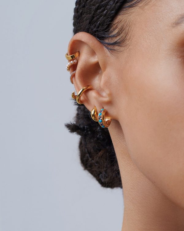 Hot Rox Gemstone Mini Hoop Earrings | 18ct Gold Vermeil Turquoise & Iolite Online