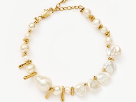 Mixed Pearl Statement Beaded Bracelet | 18ct Gold Plated Pearl on Sale