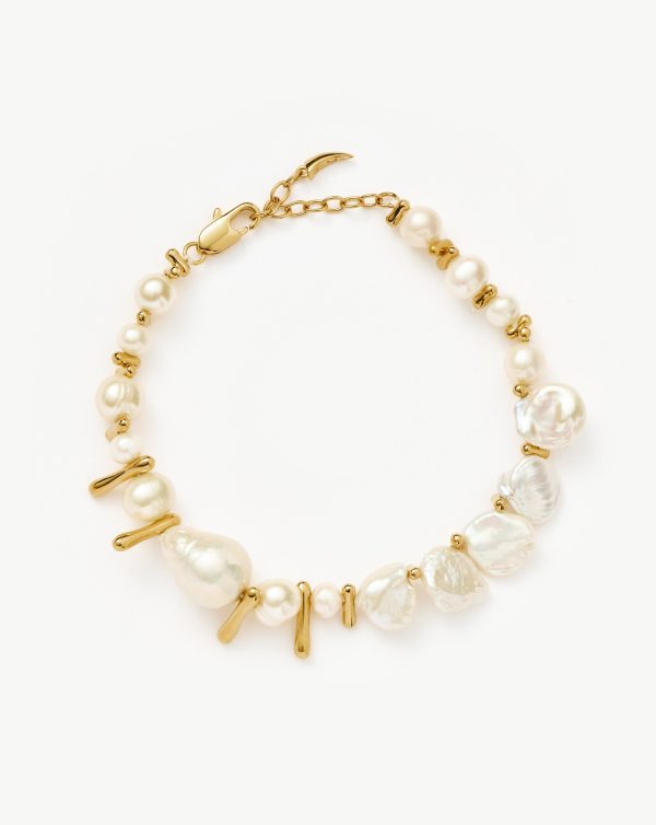 Mixed Pearl Statement Beaded Bracelet | 18ct Gold Plated Pearl on Sale