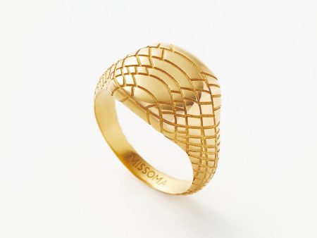 Serpent Textured Signet Ring | 18ct Gold Plated Fashion