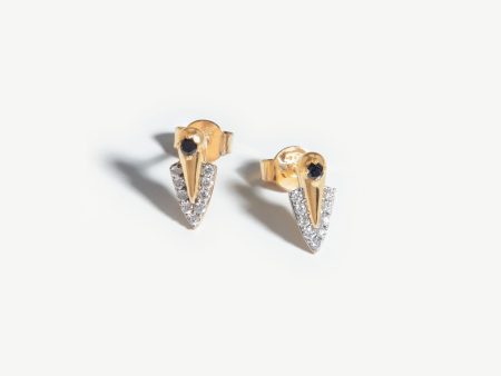 Harris Reed Fine Arrow Stud Earrings | 14ct Solid Gold Diamond Fashion