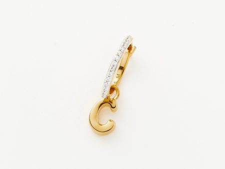 Initial Single Charm Hoop Earring - Initial C | 18ct Gold Vermeil For Sale