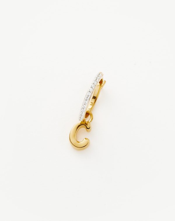 Initial Single Charm Hoop Earring - Initial C | 18ct Gold Vermeil For Sale