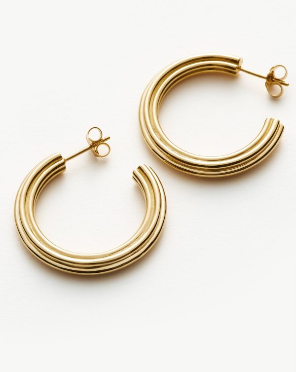 Ridge Medium Hoop Earrings | 18ct Gold Plated Online now