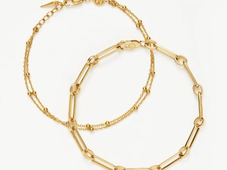 Aegis Double Chain Bracelet Set | 18ct Gold Vermeil Online now