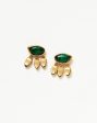 Molten Gemstone Charm Stud Earrings | 18ct Gold Vermeil Malachite Sale