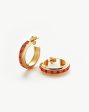 Hot Rox Gemstone Medium Hoop Earrings | 18ct Gold Vermeil Pink Quartz & Peach Chalcedony Online Hot Sale