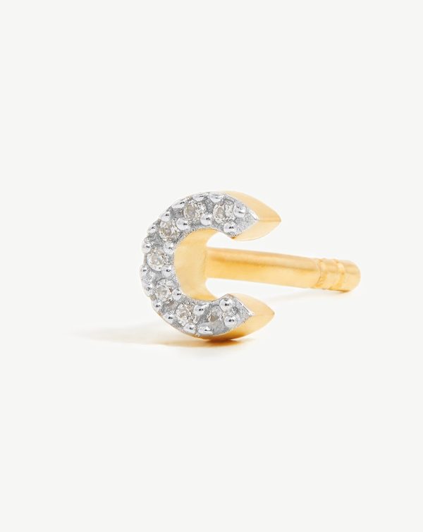 Pave Initial Single Stud Earring - Initial C | 18ct Gold Vermeil Cubic Zirconia Online now