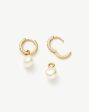 Fine Diamond & Pearl Charm Hoop Earrings | 14ct Solid Gold Pearl & Diamond Online