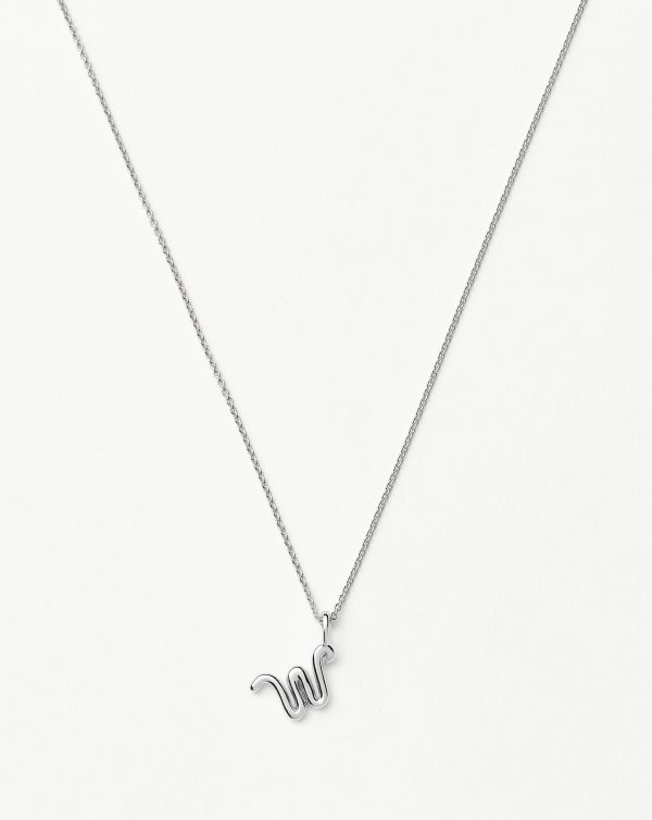 Curly Molten Mini Initial Necklace - W | Sterling Silver Fashion