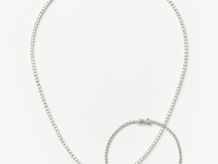 Classic Tennis Necklace & Bracelet Set | Sterling Silver Cubic Zirconia For Discount