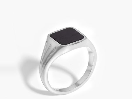 Lucy Williams Square Signet Ring | Sterling Silver Black Spinel on Sale