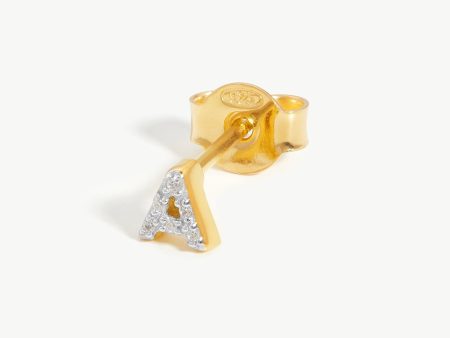 Pave Initial Single Stud Earring - Initial A | 18ct Gold Vermeil Cubic Zirconia For Discount