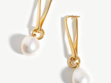 Baroque Pearl Twisted Drop Earrings | 18ct Gold Plated Pearl For Discount