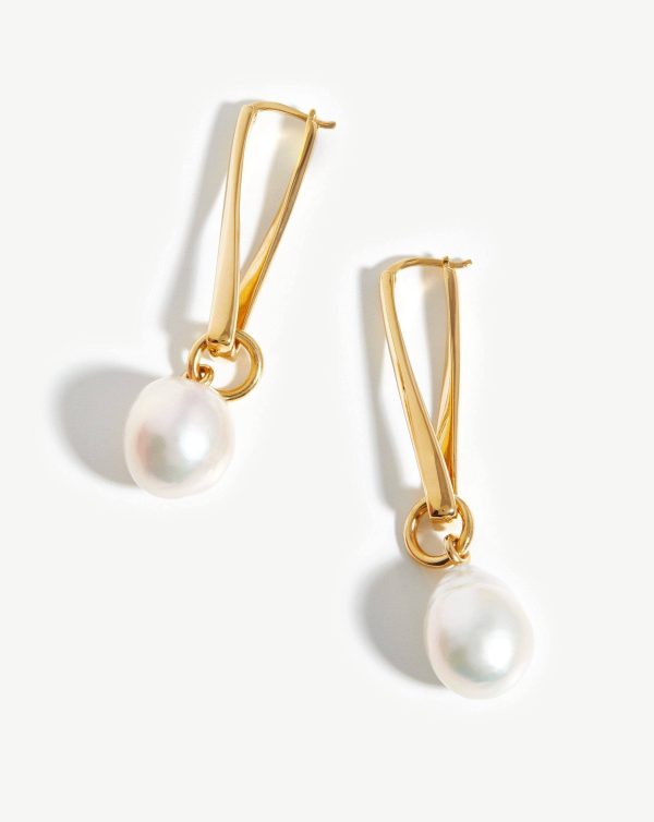 Baroque Pearl Twisted Drop Earrings | 18ct Gold Plated Pearl For Discount