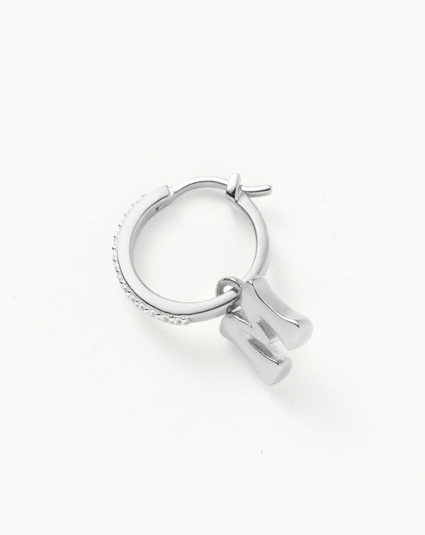 Initial Single Charm Hoop Earring  - Initial M | Sterling Silver Online