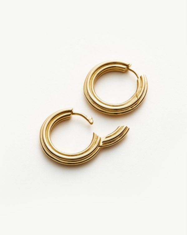 Ridge Small Hoop Earrings | 18ct Gold Plated For Discount