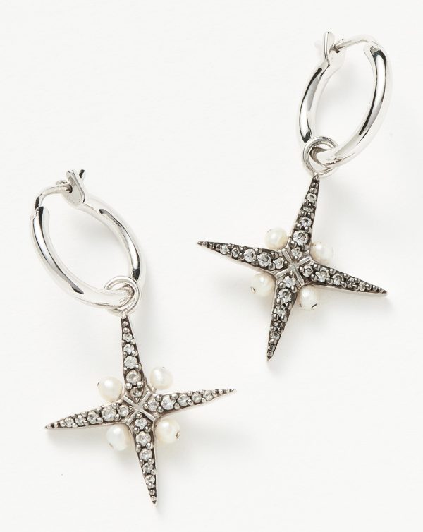 Harris Reed North Star Pearl Hoop Earrings | Sterling Silver Pearl Online now