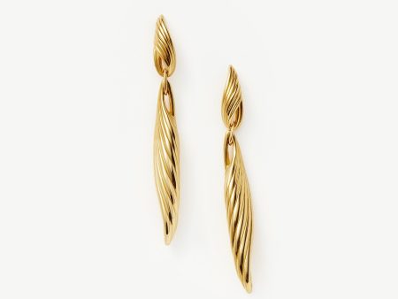 Wavy Ridge Double Drop Earrings For Sale