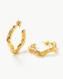 Serpent Textured Squiggle Medium Hoop Earrings | 18ct Gold Plated For Sale