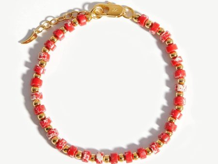 Beaded Bracelet | 18ct Gold Plated Red Imperial Jasper Online Sale